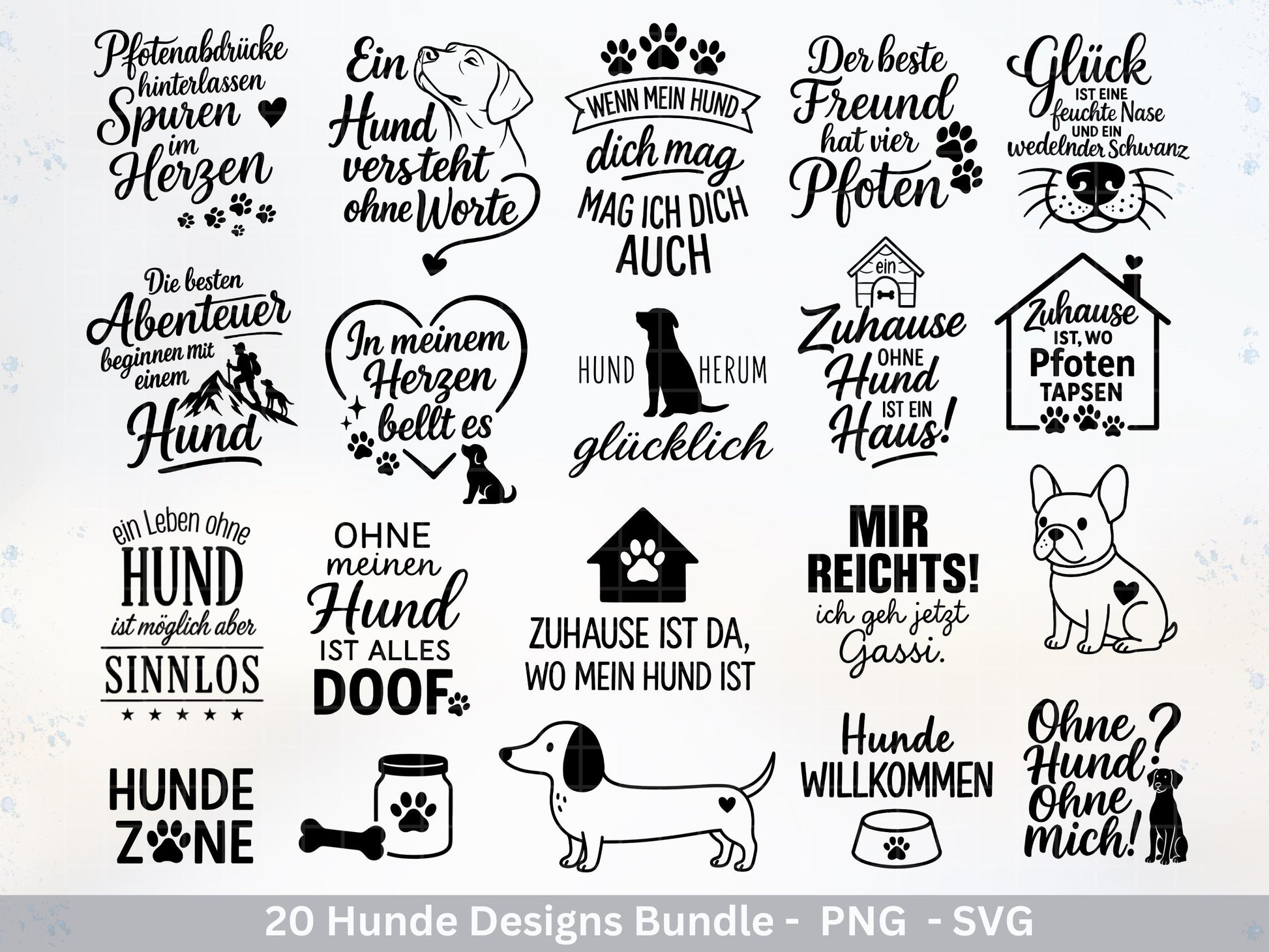 Hunde SVG Bundle – Plotterdatei & Laserdatei | Hunde Sprüche | Hundeliebe Shirtdesign | Cricut Silhouette | Hunde Mama | Geschenkidee Hund
