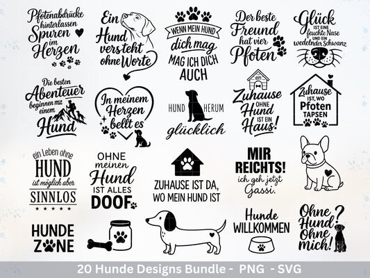 Hunde SVG Bundle – Plotterdatei & Laserdatei | Hunde Sprüche | Hundeliebe Shirtdesign | Cricut Silhouette | Hunde Mama | Geschenkidee Hund