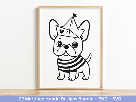 Maritim Hunde SVG Bundle – Plotterdatei & Laserdatei, Mops, Dackel, Chihuahua, Golden Retriever, Pudel, Labrador, Cricut Datei, Geschenkidee