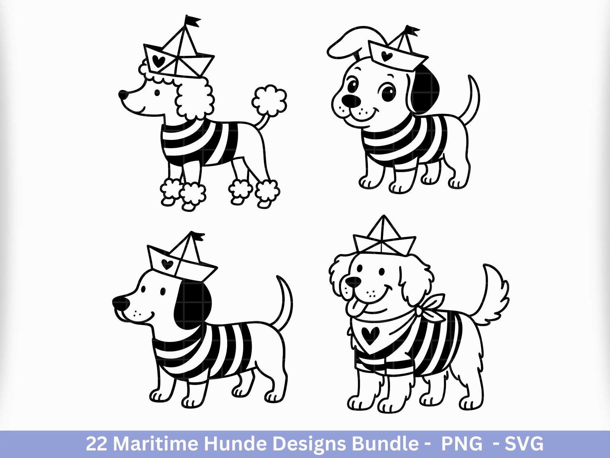 Maritim Hunde SVG Bundle – Plotterdatei & Laserdatei, Mops, Dackel, Chihuahua, Golden Retriever, Pudel, Labrador, Cricut Datei, Geschenkidee