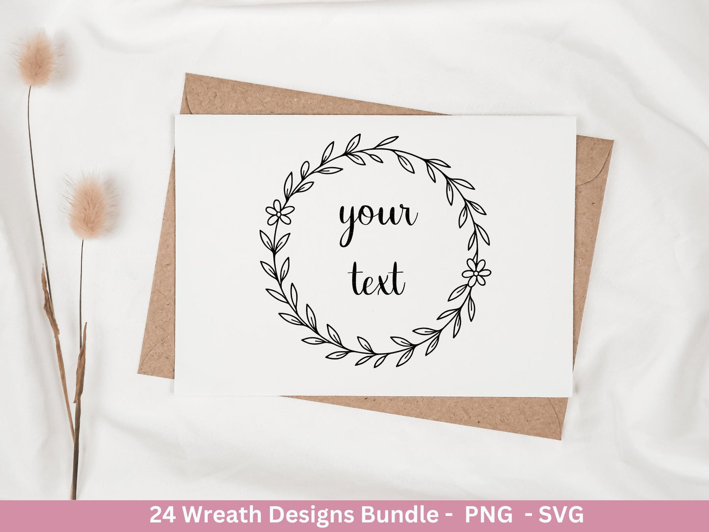 Blumenkranz Plotterdatei Bundle – 24 Kränze SVG & PNG | Lorbeerkranz Monogramm | Cricut Clipart | Laserdatei Holz Gravur Rahmen Deko DIY