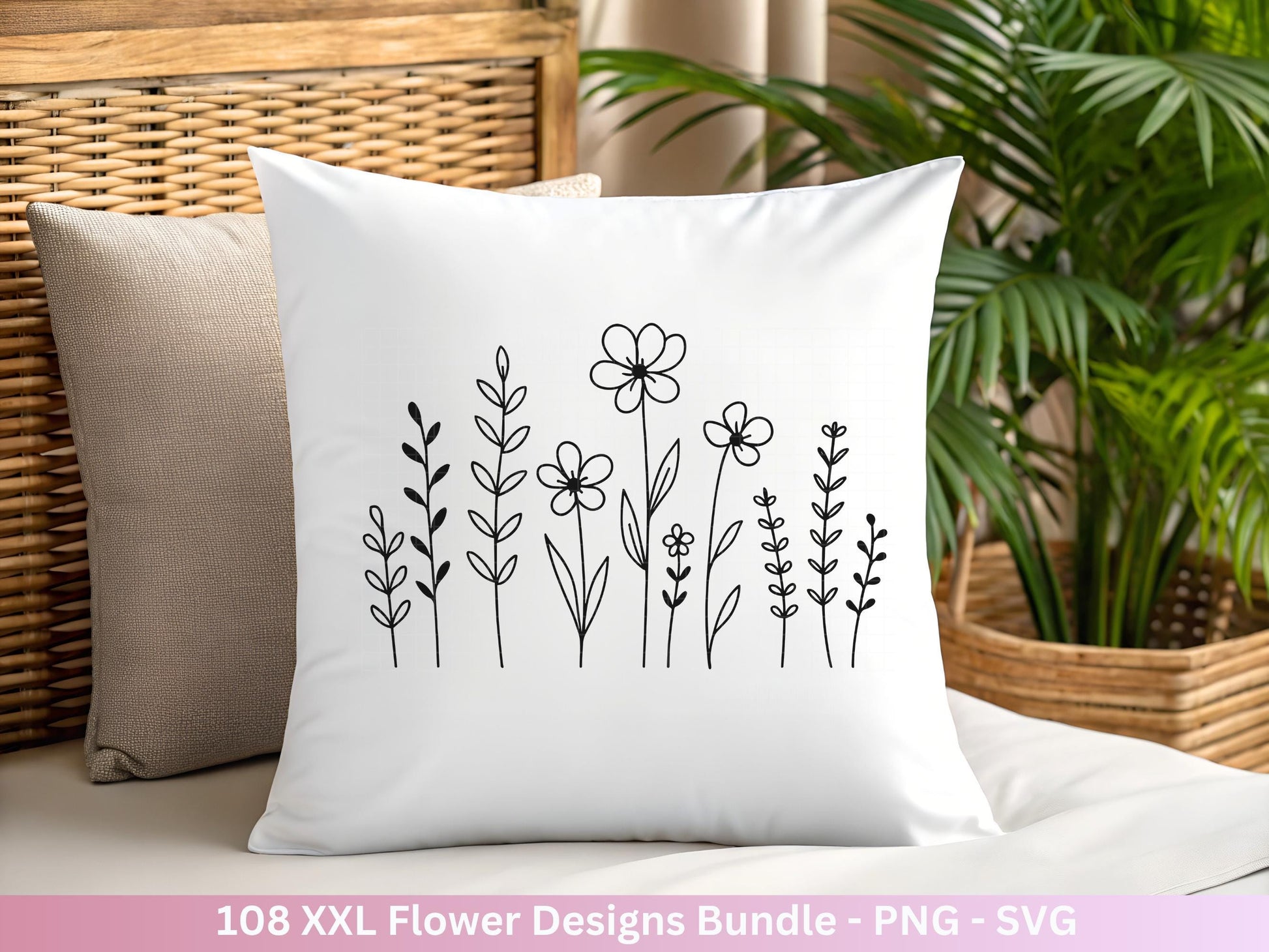 Plotterdatei Blumen SVG Bundle – Florale Designs | Wildblumen & Blätter | Cricut | Laserdatei | Pusteblume Clipart PNG Botanisch Frühling