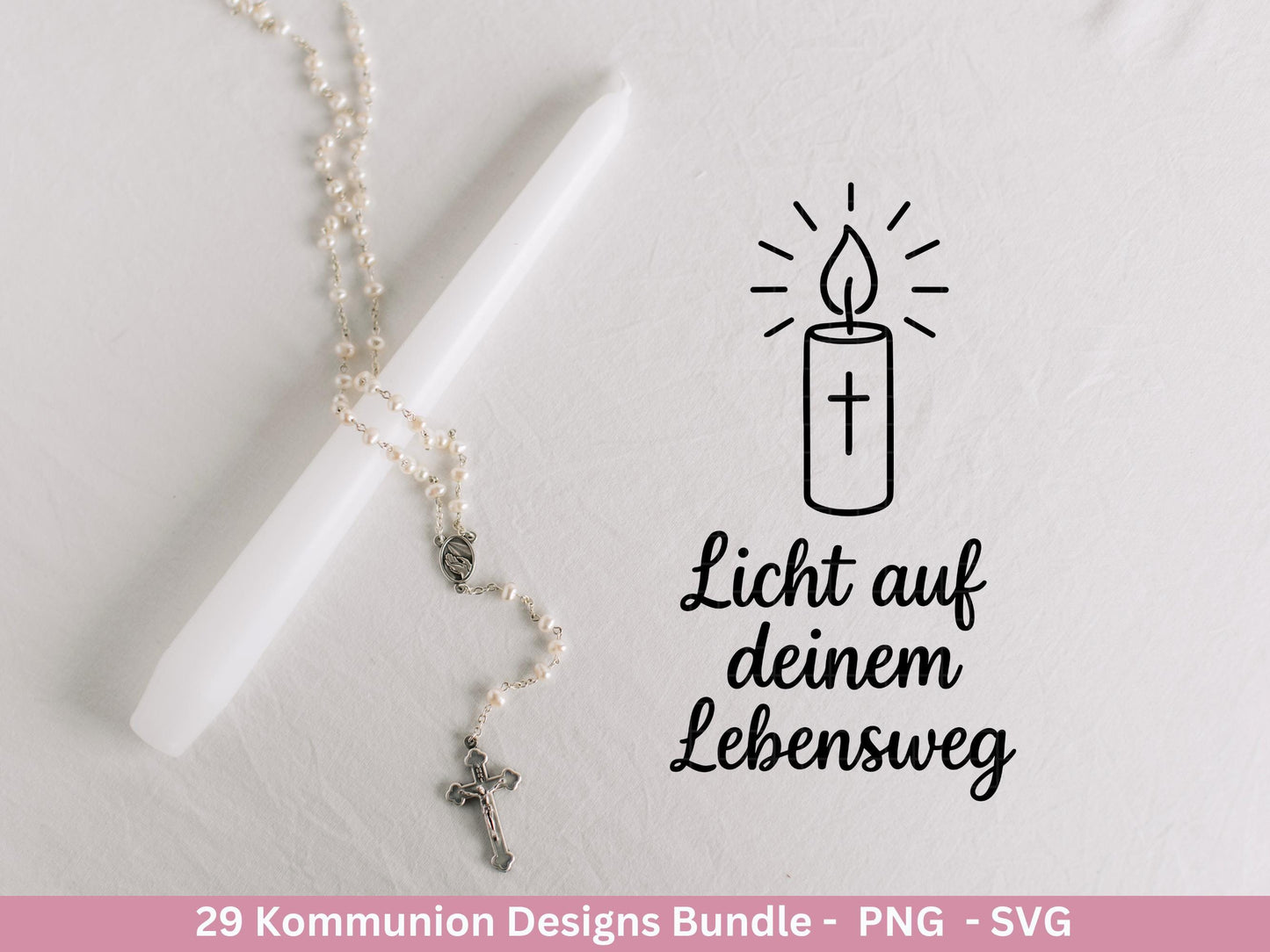 Plotterdatei Kommunion Bundle – 29 Designs SVG & PNG | Kommunion Geschenk Einladung | Taufe Laserdatei | Cricut Deko Christlich Clipart