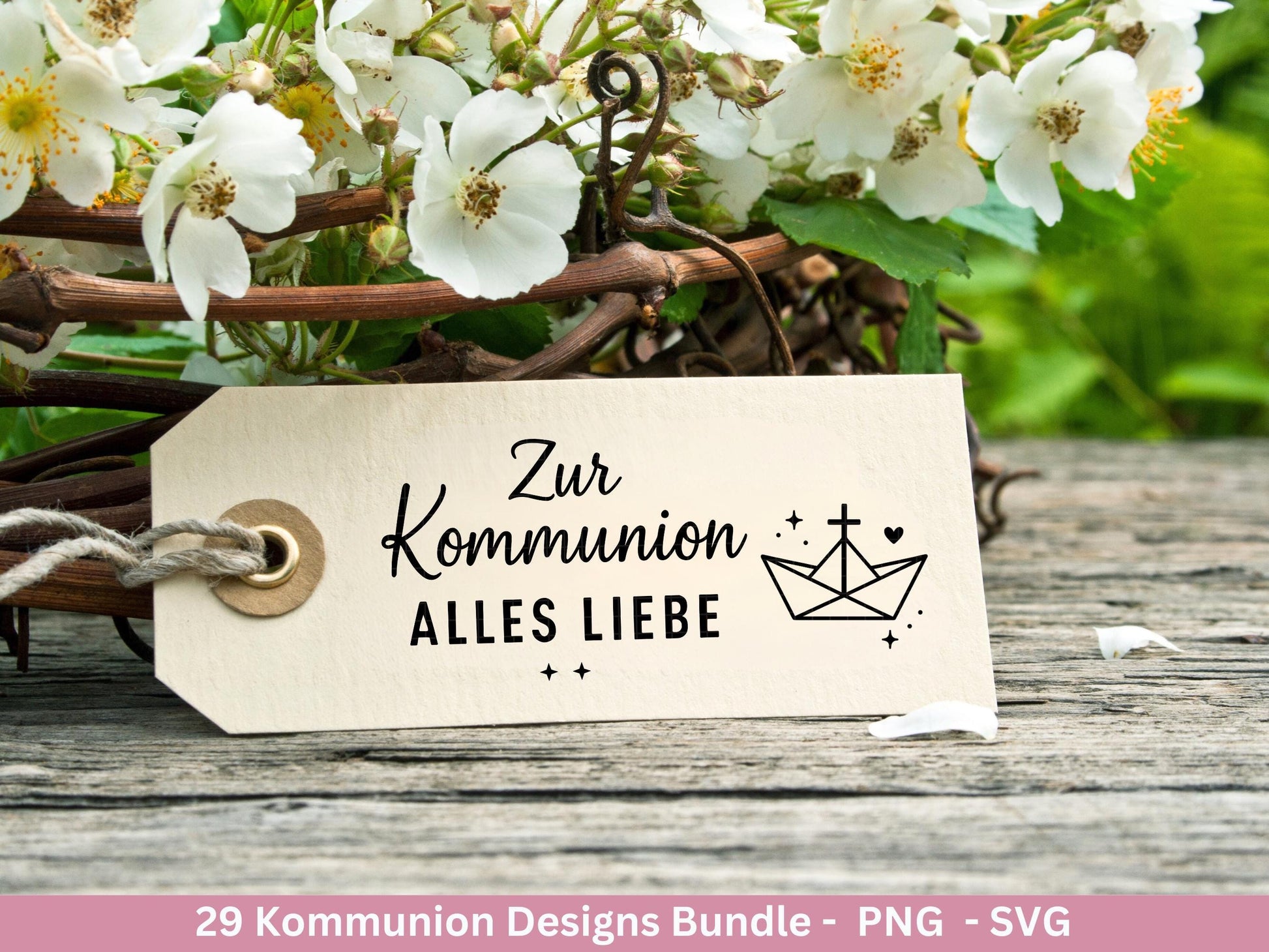 Plotterdatei Kommunion Bundle – 29 Designs SVG & PNG | Kommunion Geschenk Einladung | Taufe Laserdatei | Cricut Deko Christlich Clipart