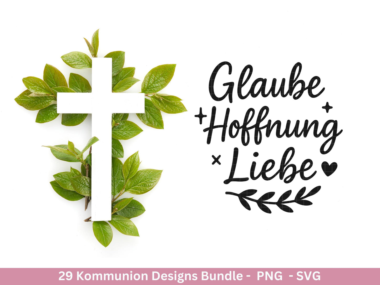 Plotterdatei Kommunion Bundle – 29 Designs SVG & PNG | Kommunion Geschenk Einladung | Taufe Laserdatei | Cricut Deko Christlich Clipart