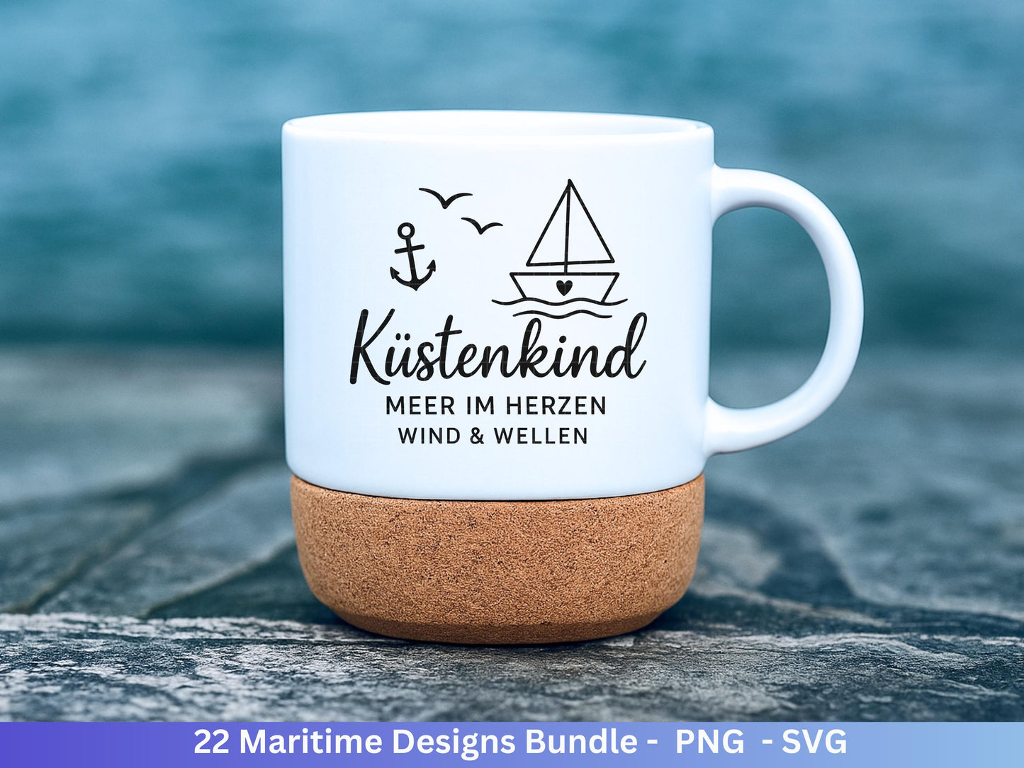 Maritim SVG Bundle | Plotterdatei Laserdatei | Moin Küstenkind Sprüche | Nordsee Ostsee Meer | Anker Möwen Strandkorb | Cricut Silhouette