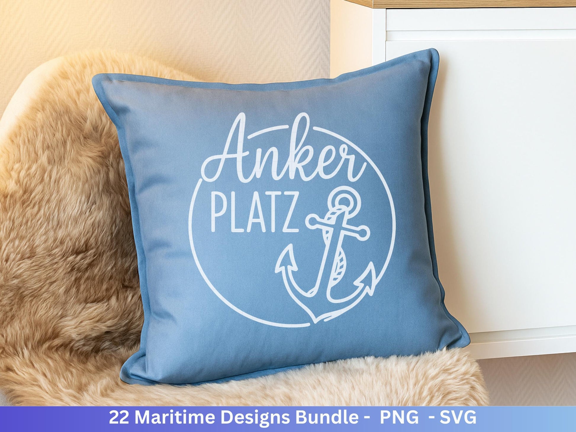 Maritim SVG Bundle | Plotterdatei Laserdatei | Moin Küstenkind Sprüche | Nordsee Ostsee Meer | Anker Möwen Strandkorb | Cricut Silhouette