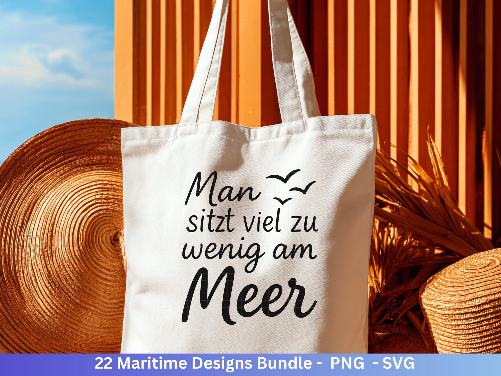 Maritim SVG Bundle | Plotterdatei Laserdatei | Moin Küstenkind Sprüche | Nordsee Ostsee Meer | Anker Möwen Strandkorb | Cricut Silhouette