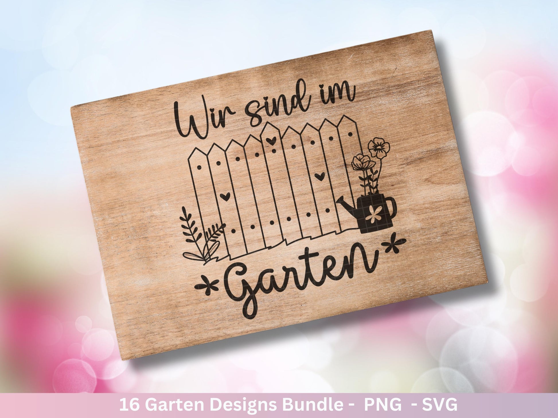Garten Plotterdatei Bundle – Frühling SVG | Gartenliebe Sprüche | Schubkarre Gießkanne Blumen | Gartendeko Laserdatei | Cricut Silhouette