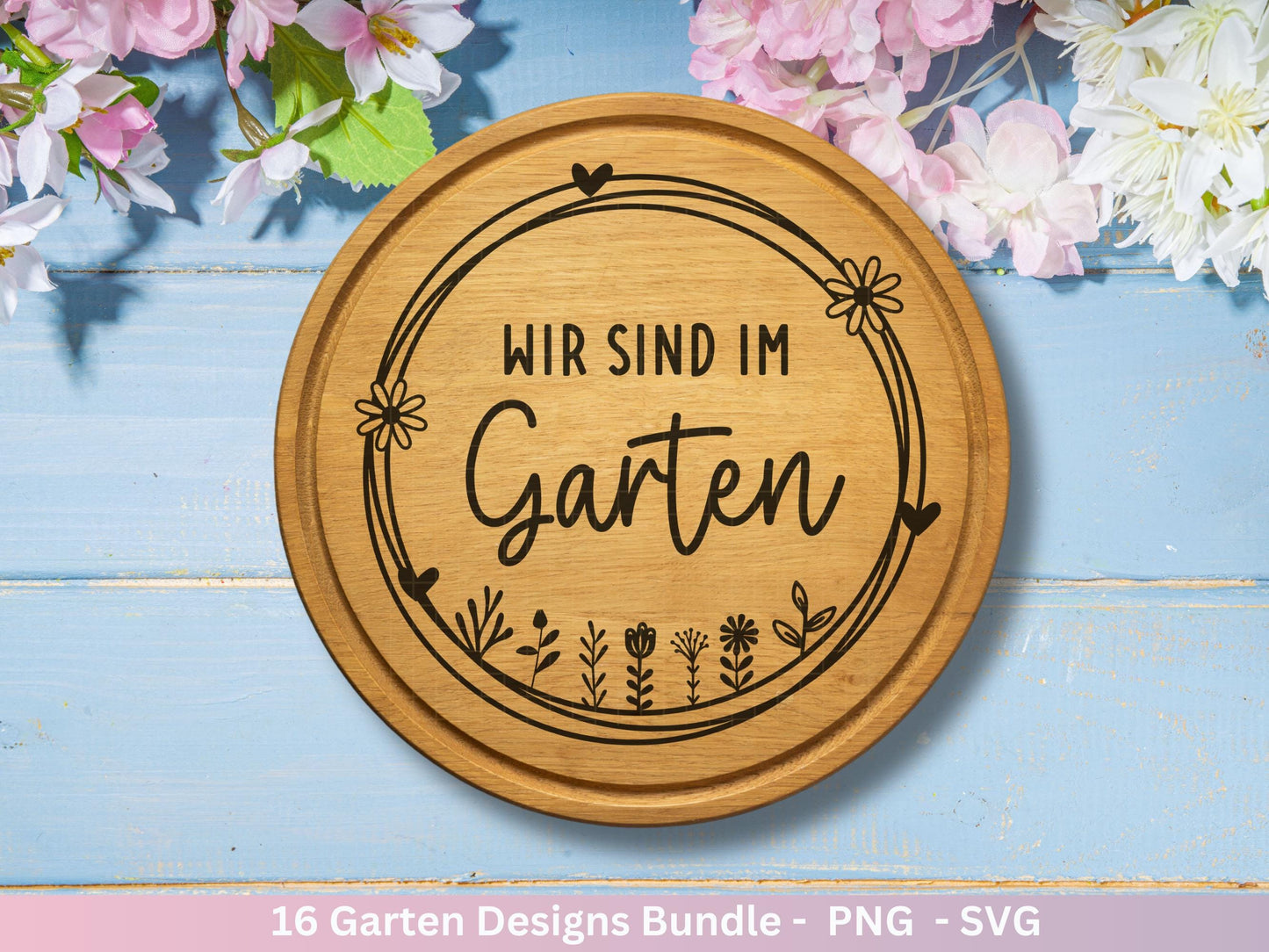 Garten Plotterdatei Bundle – Frühling SVG | Gartenliebe Sprüche | Schubkarre Gießkanne Blumen | Gartendeko Laserdatei | Cricut Silhouette