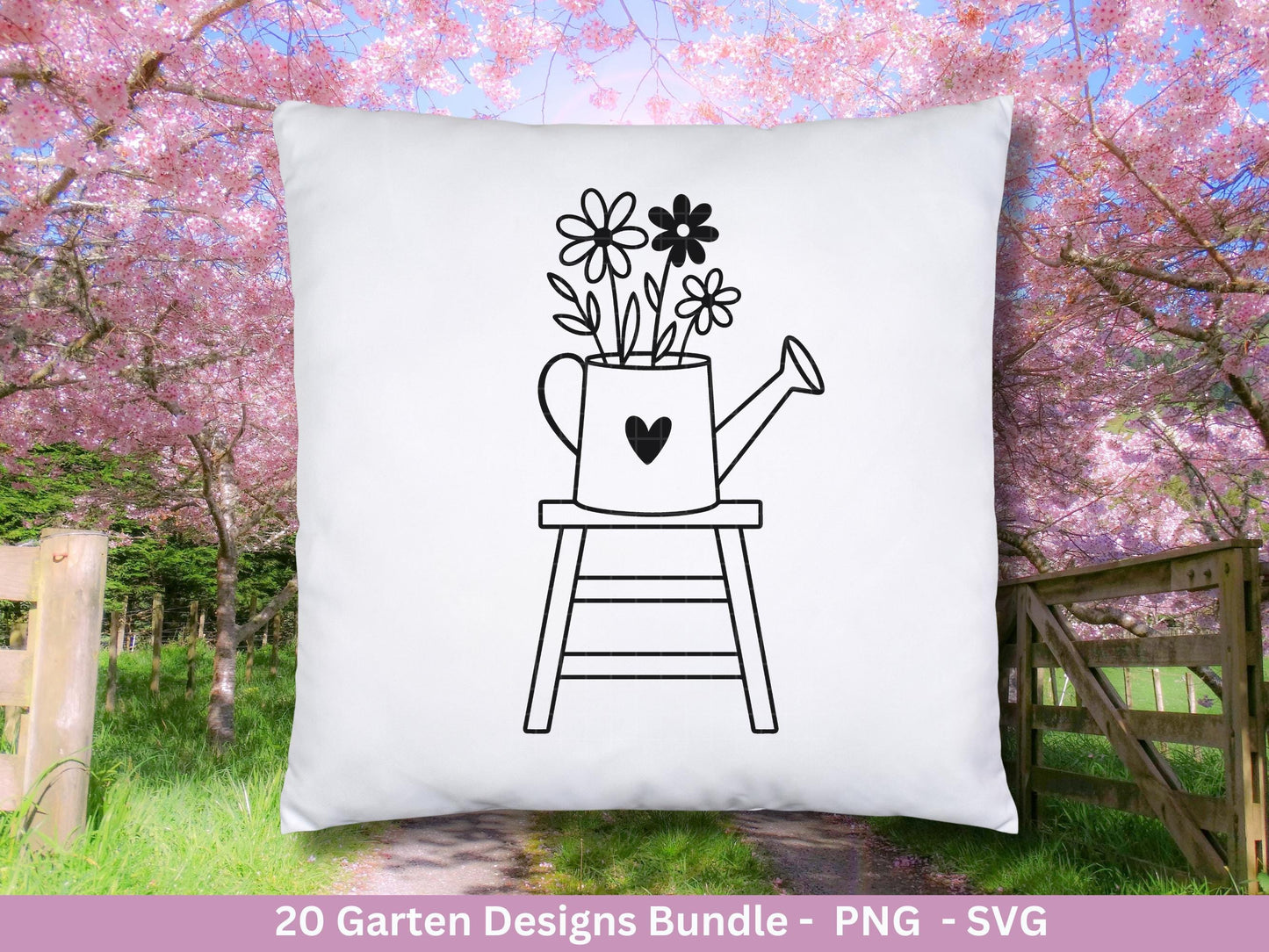 Garten Plotterdatei Bundle – Frühling SVG | Gartenliebe Sprüche | Kräuter Beet Schubkarre Gießkanne | Gartendeko Laserdatei | Cricut Datei