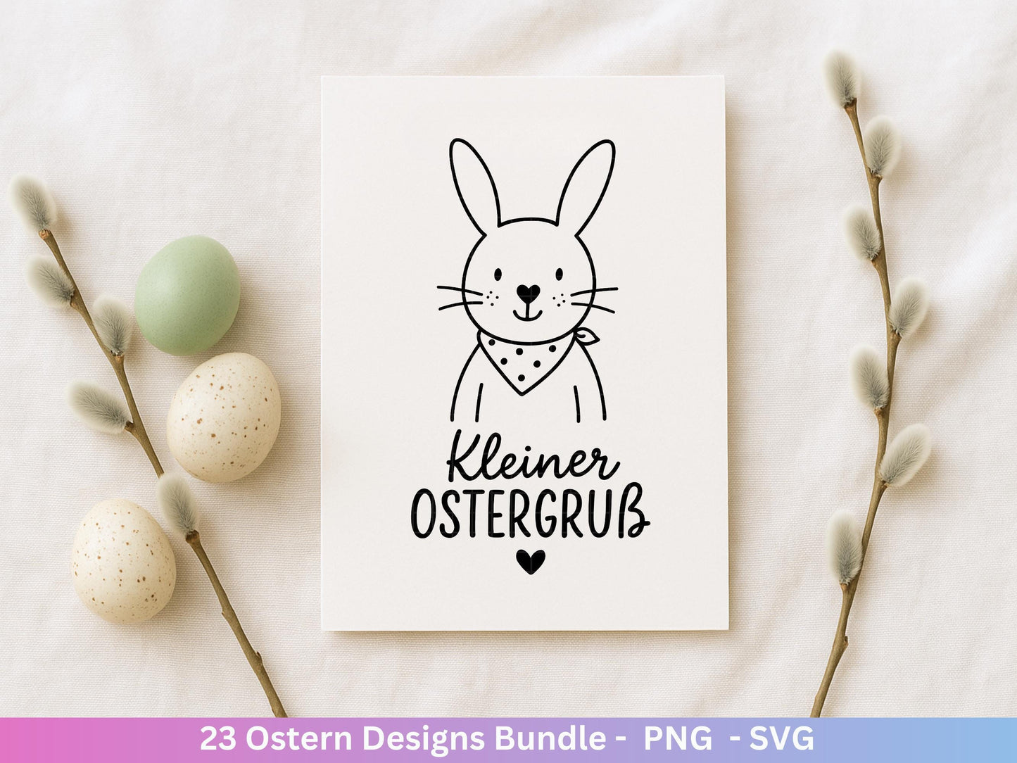 Deutsche Oster SVG Bundle – Frohe Ostern Sprüche & süße Hasen | Ostergrüße Plotterdatei | Cricut Silhouette Datei | Laserdatei Ostern