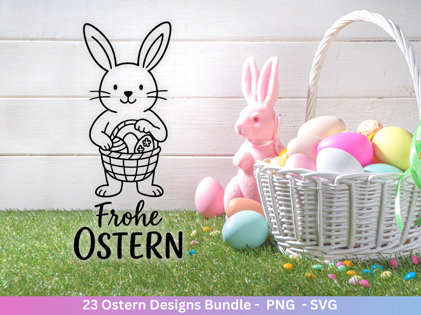 Deutsche Oster SVG Bundle – Frohe Ostern Sprüche & süße Hasen | Ostergrüße Plotterdatei | Cricut Silhouette Datei | Laserdatei Ostern