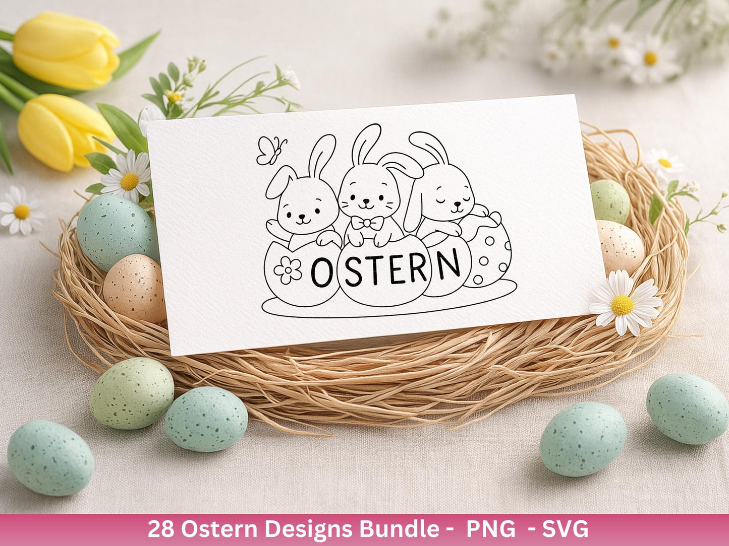 Ostern Plotterdatei Bundle – Süße Hasen Frohe Ostern Sprüche | Deutsche Oster SVG Designs | Ostergrüße Eiersuche Motive | Cricut Laserdatei