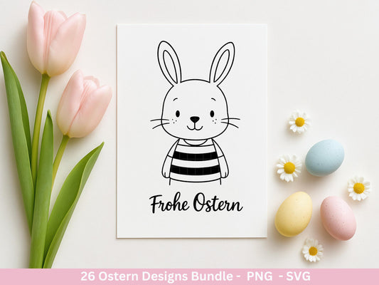 Ostern Plotterdatei Bundle – Süße Hasengesichter & Frohe Ostern Sprüche | Deutsche Oster SVG | Ostergrüße Motive | Cricut | Laserdatei Hase