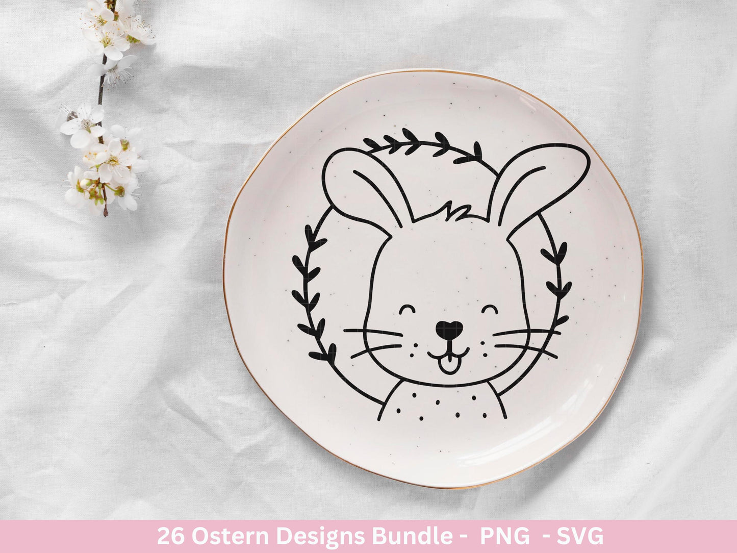 Ostern Plotterdatei Bundle – Süße Hasengesichter & Frohe Ostern Sprüche | Deutsche Oster SVG | Ostergrüße Motive | Cricut | Laserdatei Hase