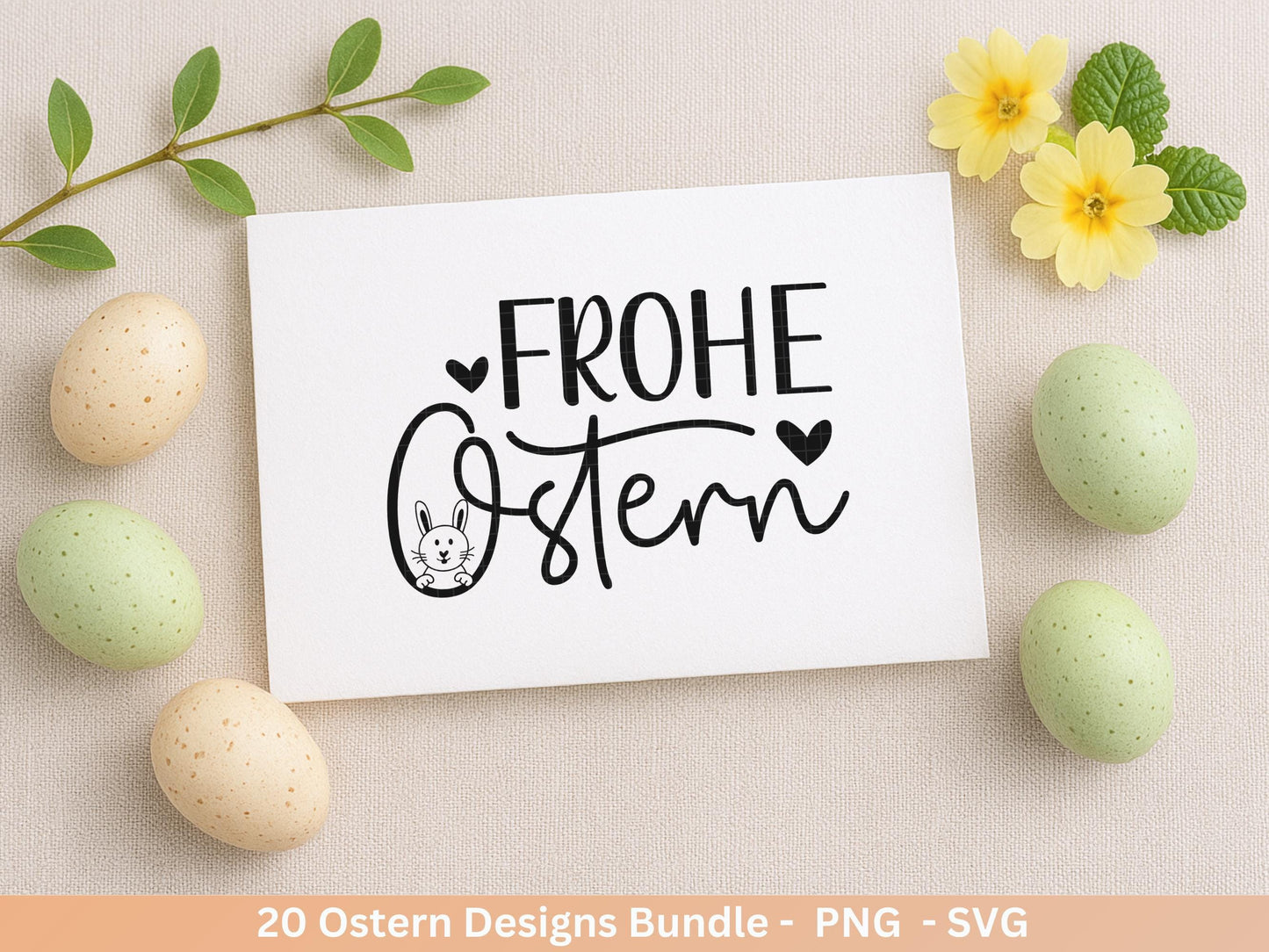 Ostern Plotterdatei Bundle – Deutsche Oster Sprüche Süße Hasen | Ostergruss Designs | Frohe Ostern SVG | Eiersuche Motive Cricut Laserdatei