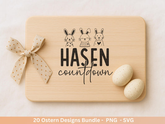 Ostern Plotterdatei Bundle – Deutsche Oster Sprüche Süße Hasen | Ostergruss Designs | Frohe Ostern SVG | Eiersuche Motive Cricut Laserdatei