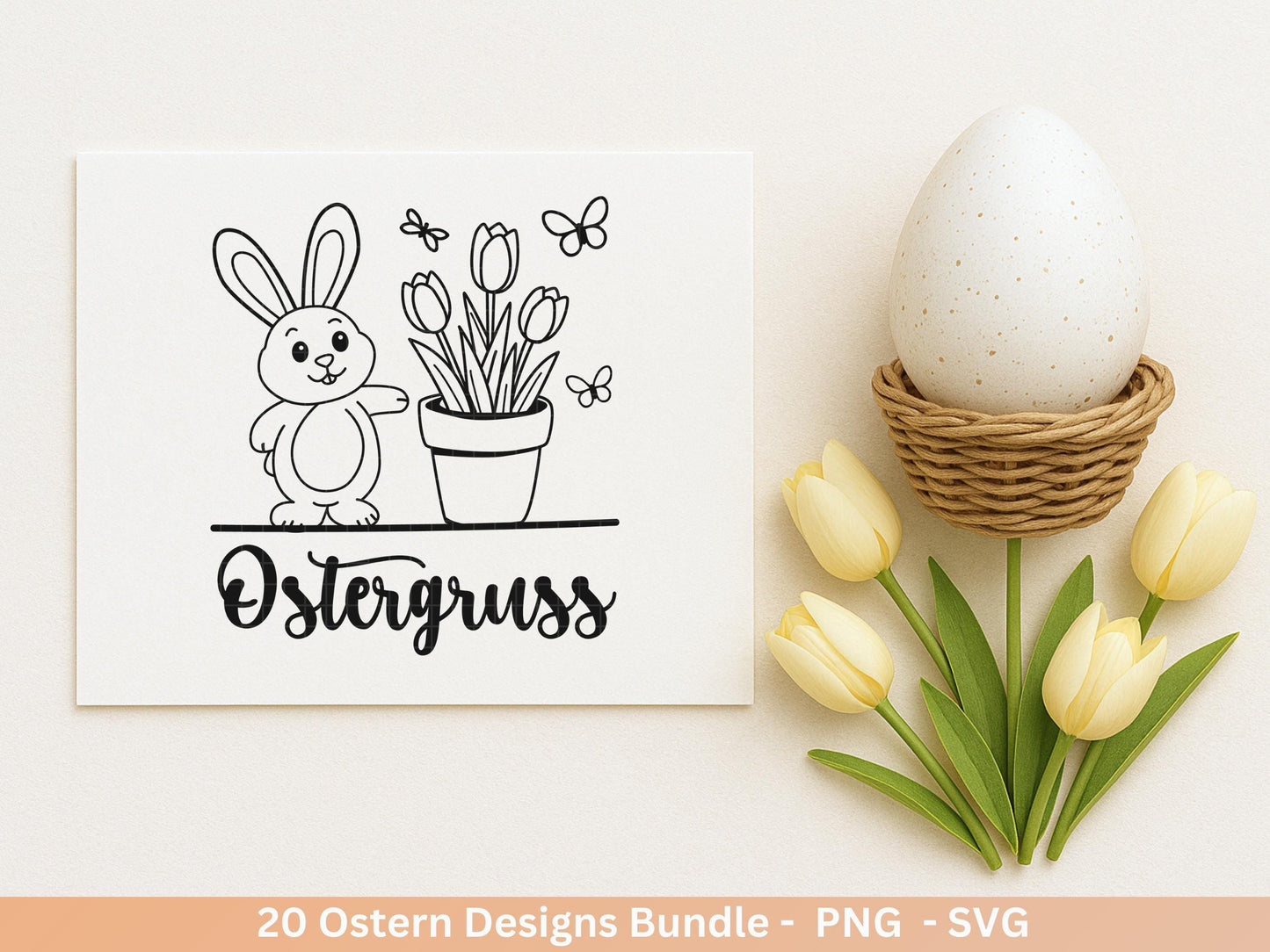 Ostern Plotterdatei Bundle – Deutsche Oster Sprüche Süße Hasen | Ostergruss Designs | Frohe Ostern SVG | Eiersuche Motive Cricut Laserdatei