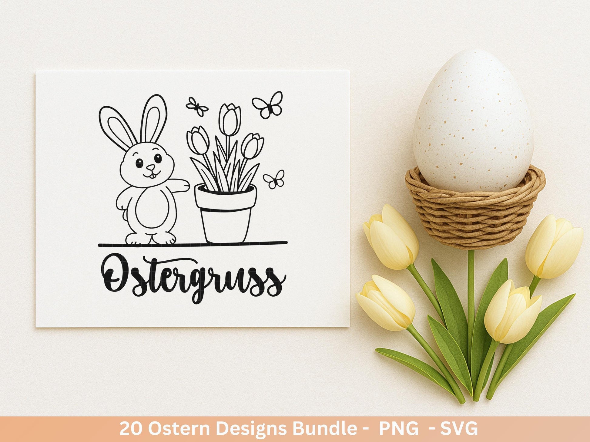 Ostern Plotterdatei Bundle – Deutsche Oster Sprüche Süße Hasen | Ostergruss Designs | Frohe Ostern SVG | Eiersuche Motive Cricut Laserdatei