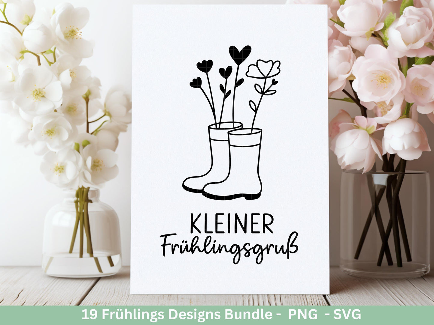 Frühling Plotterdatei Bundle – Hallo Frühling Sprüche Blumen Hase | Deutsche Frühling SVG Designs | Frühlingszauber Motive Cricut Laserdatei