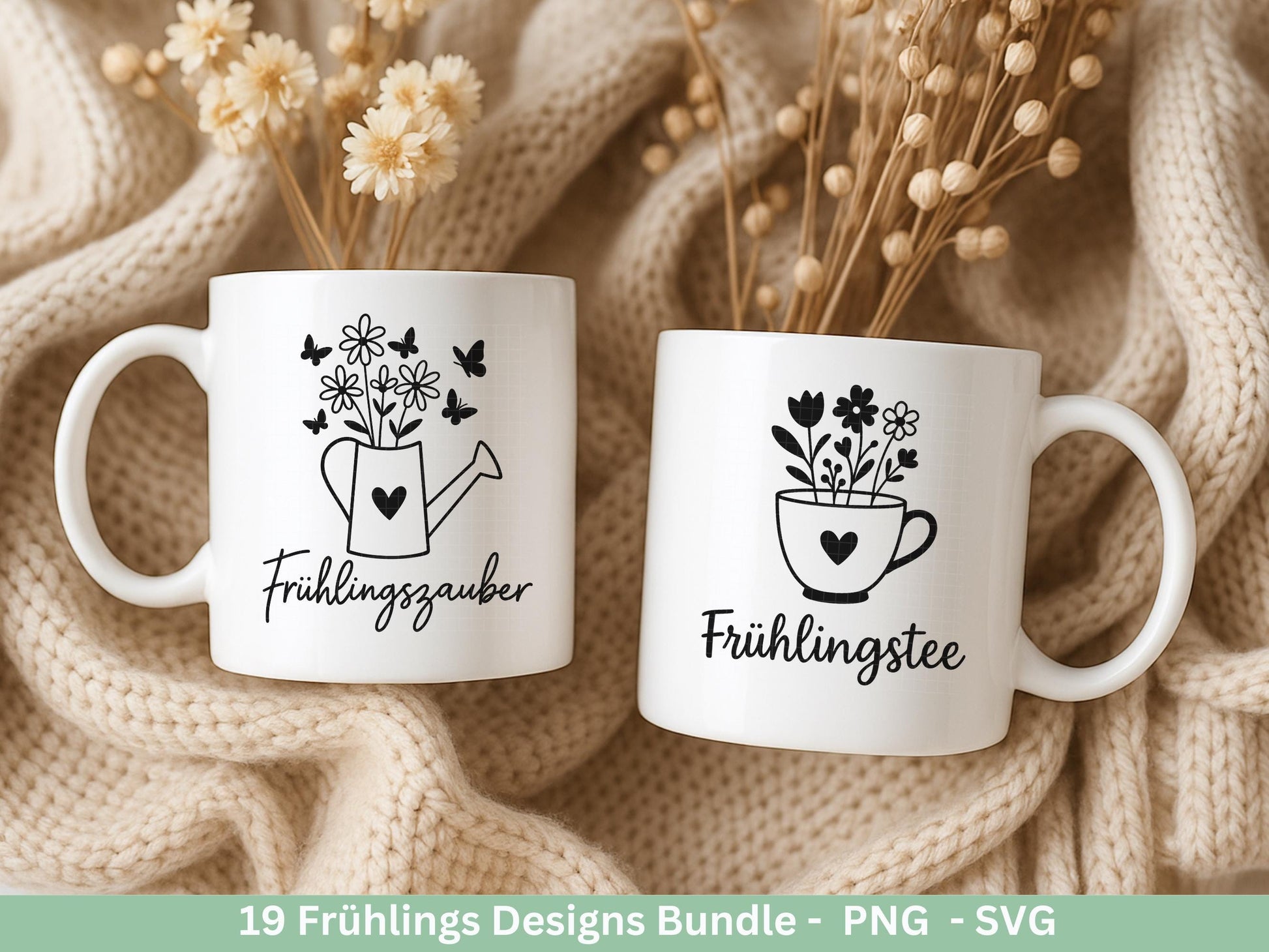 Frühling Plotterdatei Bundle – Hallo Frühling Sprüche Blumen Hase | Deutsche Frühling SVG Designs | Frühlingszauber Motive Cricut Laserdatei