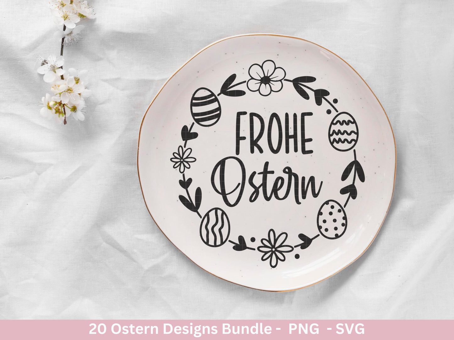 Ostern Plotterdatei Bundle – Süße Hasen & Frohe Ostern Sprüche | Deutsche Oster SVG Designs | Ostergrüße Motive Frühling | Cricut Laserdatei