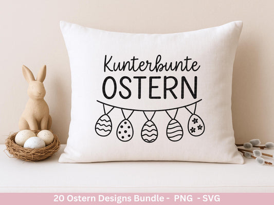 Ostern Plotterdatei Bundle – Süße Hasen & Frohe Ostern Sprüche | Deutsche Oster SVG Designs | Ostergrüße Motive Frühling | Cricut Laserdatei
