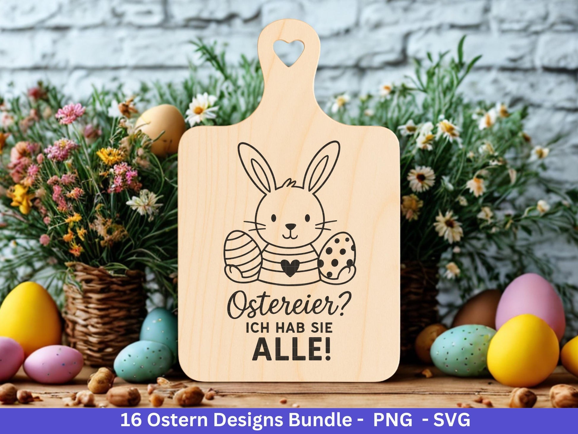 Ostern Plotterdatei Bundle – Niedliche Hasen & Lustige Oster Sprüche | Deutsche Oster SVG | Osterzeit Eiersuche Cricut Silhouette Laserdatei
