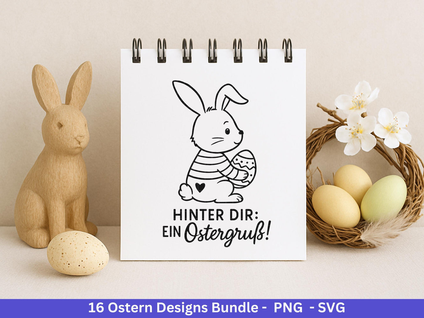 Ostern Plotterdatei Bundle – Niedliche Hasen & Lustige Oster Sprüche | Deutsche Oster SVG | Osterzeit Eiersuche Cricut Silhouette Laserdatei