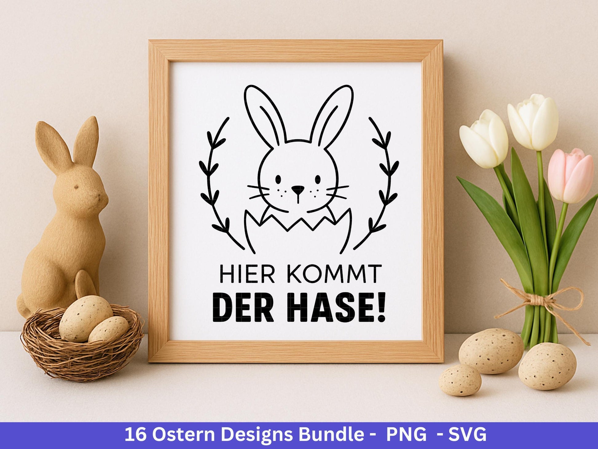Ostern Plotterdatei Bundle – Niedliche Hasen & Lustige Oster Sprüche | Deutsche Oster SVG | Osterzeit Eiersuche Cricut Silhouette Laserdatei