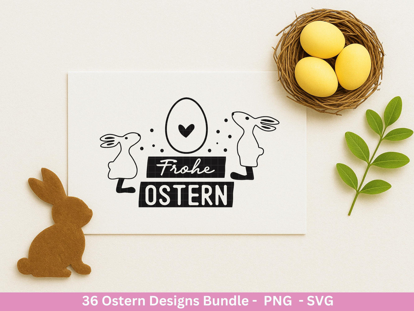 Ostern Plotterdatei Bundle – Frohe Ostern Sprüche & Hasen Designs | Deutsche Oster SVG | Eiersuche Ostergrüße | Cricut Silhouette Laserdatei