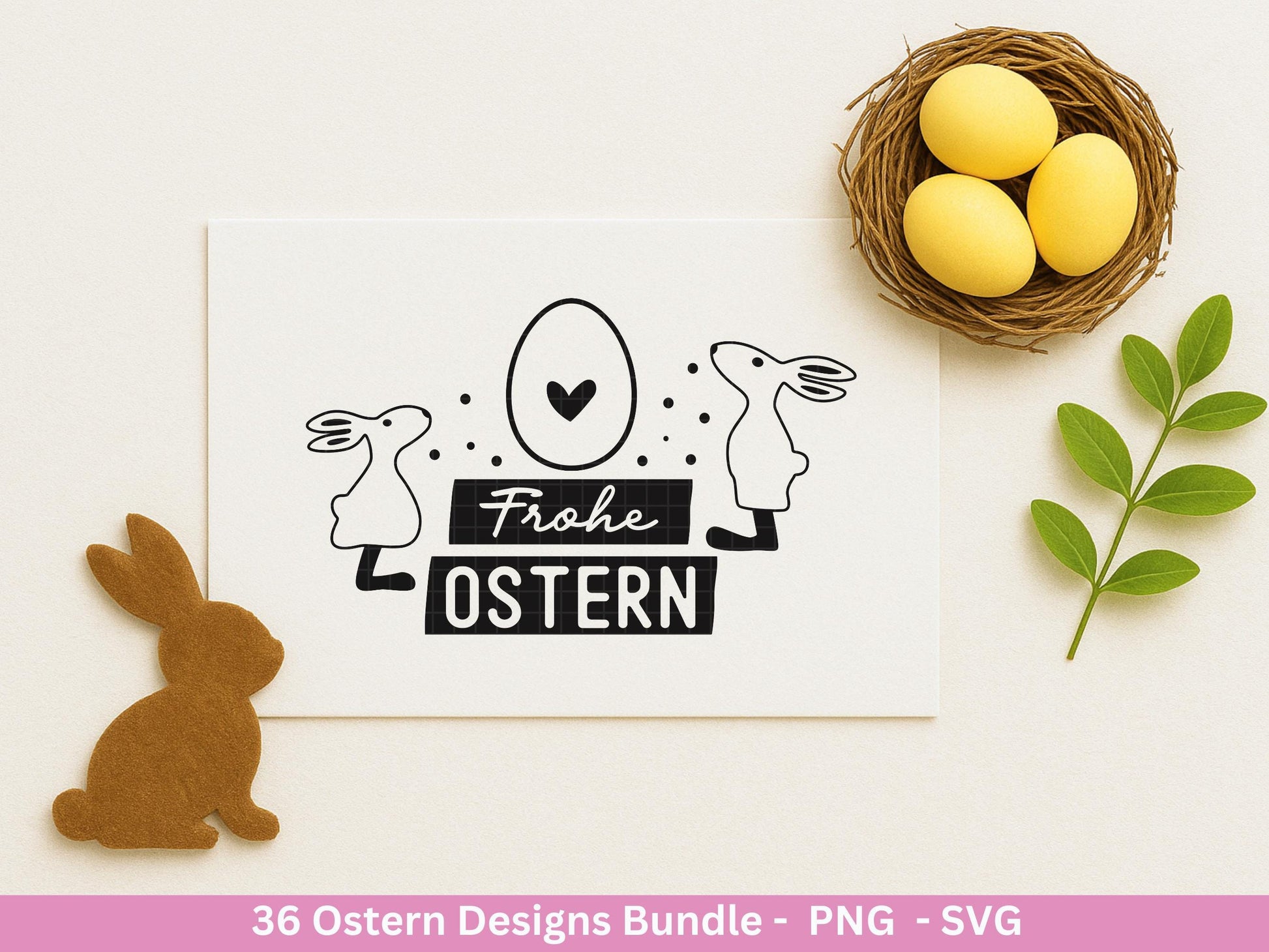Ostern Plotterdatei Bundle – Frohe Ostern Sprüche & Hasen Designs | Deutsche Oster SVG | Eiersuche Ostergrüße | Cricut Silhouette Laserdatei