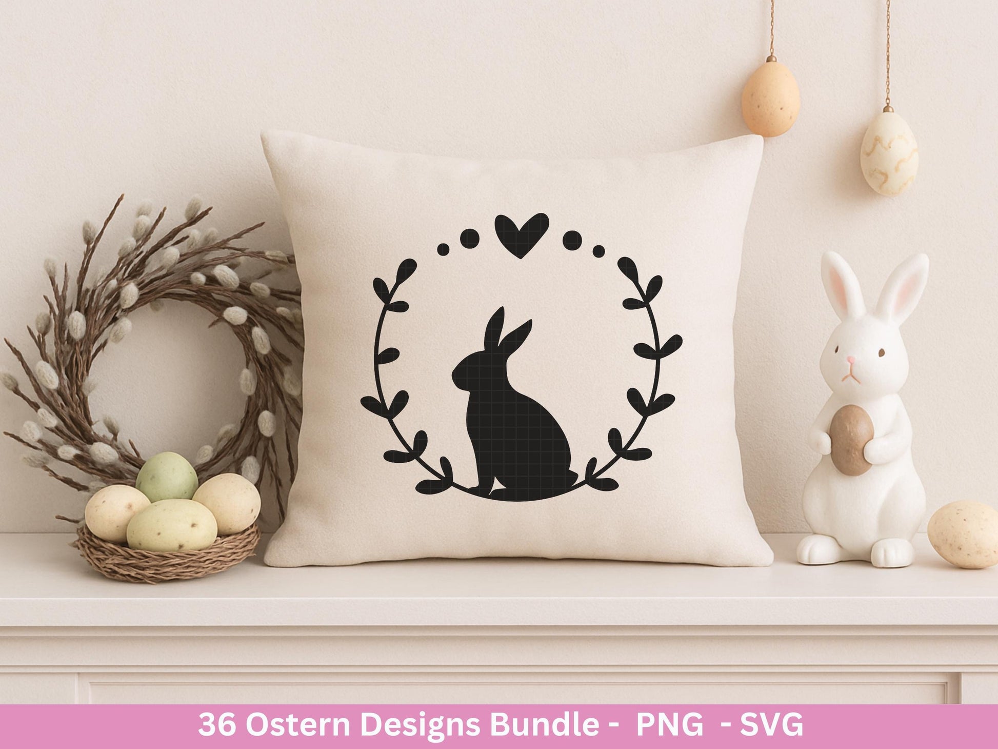 Ostern Plotterdatei Bundle – Frohe Ostern Sprüche & Hasen Designs | Deutsche Oster SVG | Eiersuche Ostergrüße | Cricut Silhouette Laserdatei