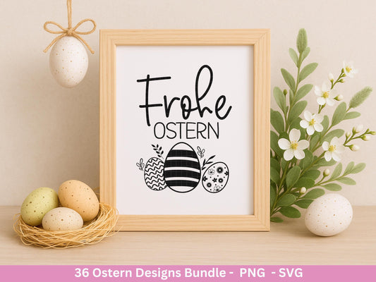 Ostern Plotterdatei Bundle – Frohe Ostern Sprüche & Hasen Designs | Deutsche Oster SVG | Eiersuche Ostergrüße | Cricut Silhouette Laserdatei