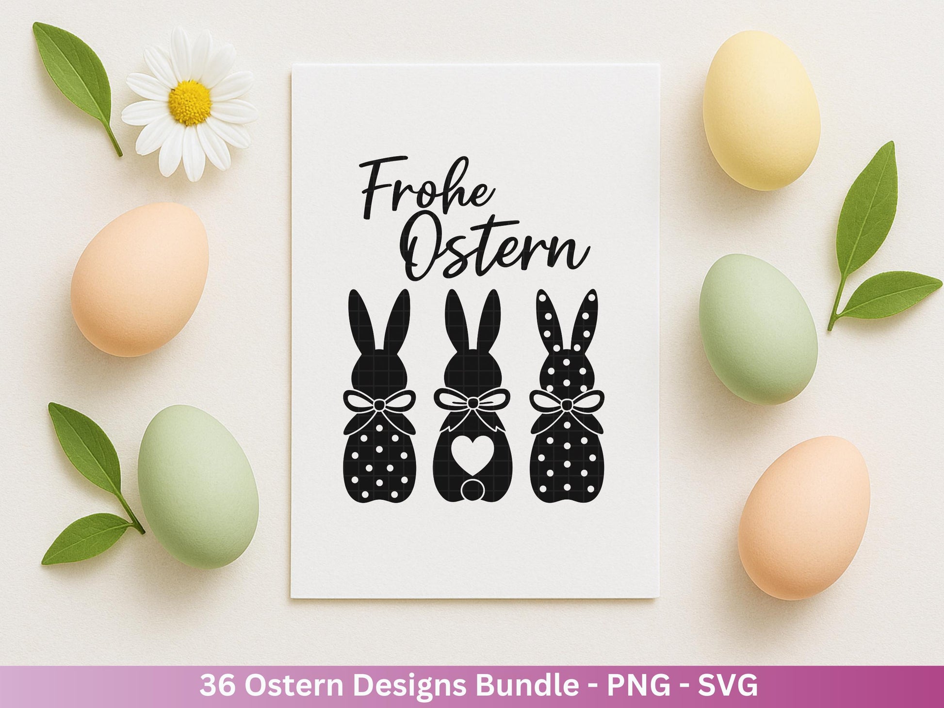 Ostern Plotterdatei Bundle – Frohe Ostern Hasen & Eier Design | Deutsche Oster SVG Motive | Ostergrüße Frühling Cricut Silhouette Laserdatei