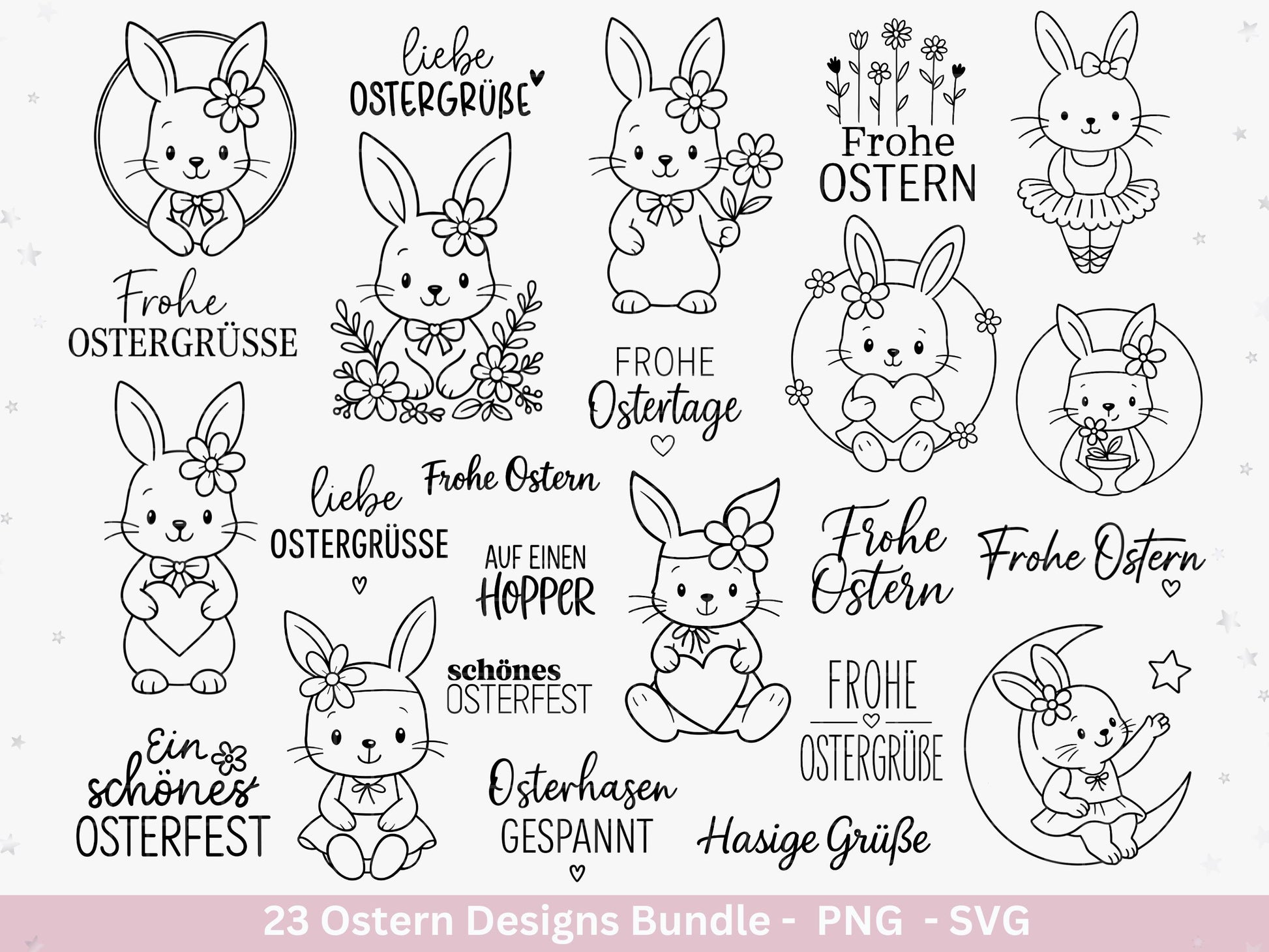 Ostern Plotterdatei Bundle – Süße Hasen & Frohe Ostergrüße | Deutsche Oster SVG Designs | Frühlingszauber Cricut Silhouette Laserdatei