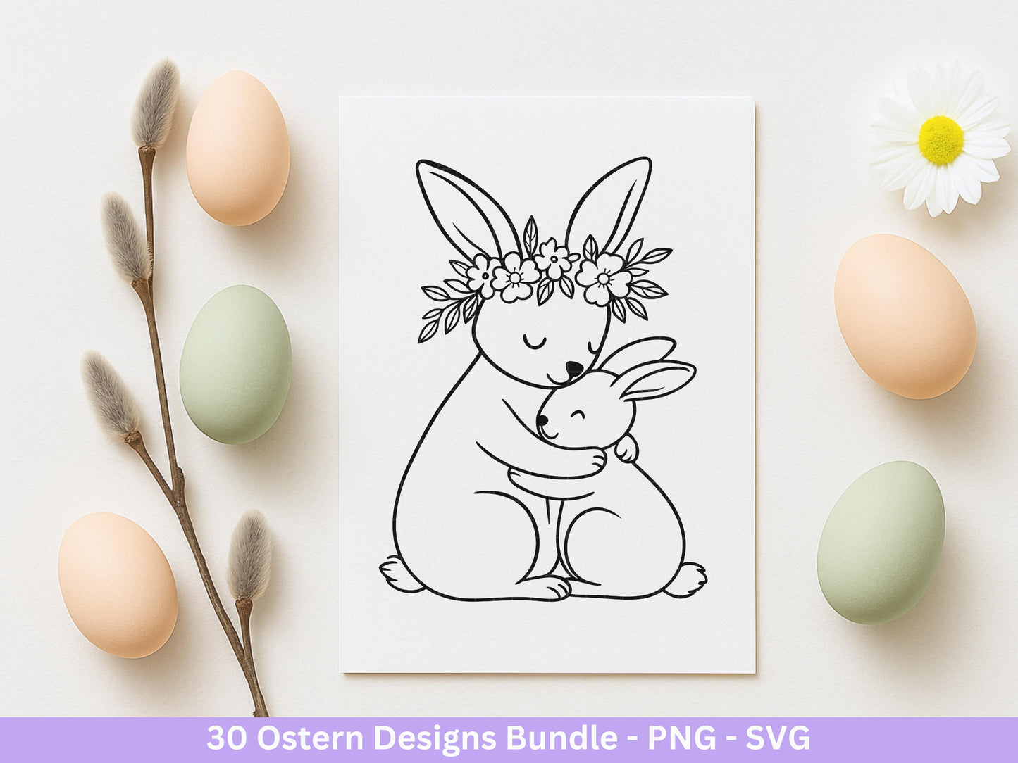 Ostern Plotterdatei Bundle – Frohe Ostern Sprüche & Hasen Designs | Deutsche Oster SVG Motive | Eiersuche Ostergrüße Cricut Laserdatei