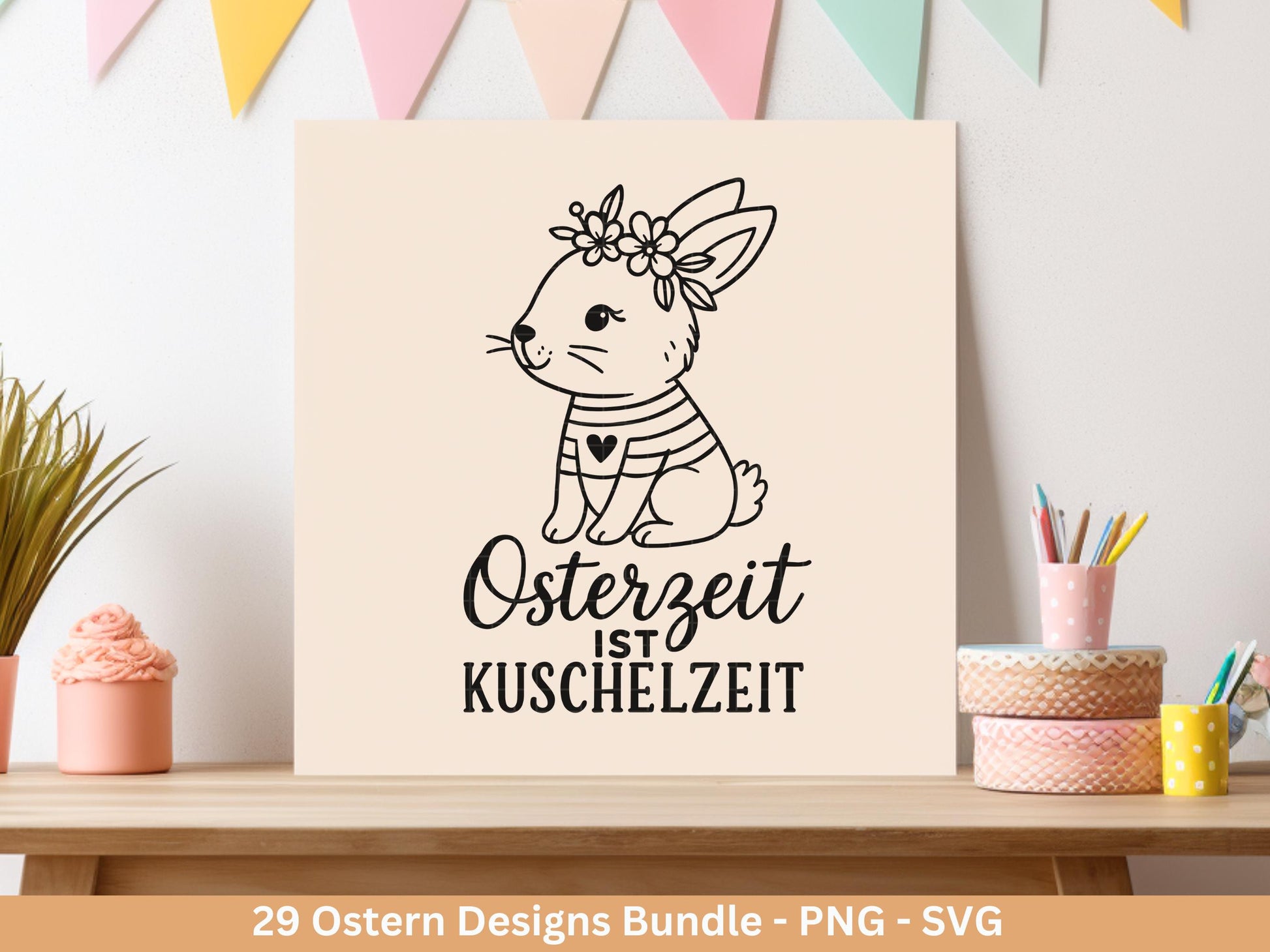 Ostern Plotterdatei Bundle – Frohe Ostern Sprüche Hasen | Deutsche Oster SVG Designs | Ostergrüße Frühling | Cricut Silhouette Laserdatei
