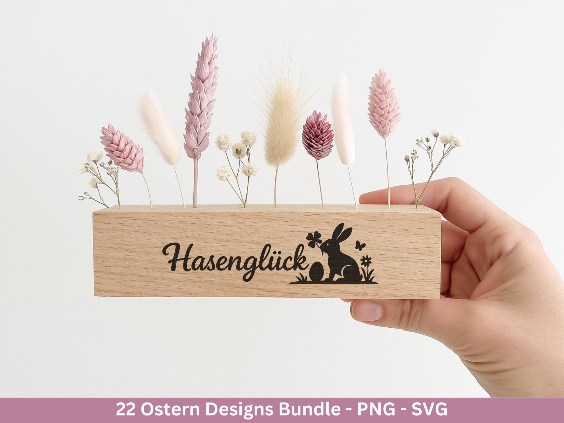 Ostern Plotterdatei Bundle – Silhouetten Hasen & Osterwörter | Deutsche Oster SVG Designs | Frühling Cricut Laserdatei Scherenschnitt Set