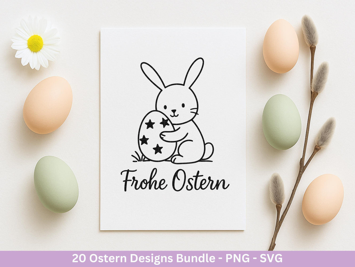 Ostern Plotterdatei Bundle – Süße Hasen Frohe Ostern Sprüche | Deutsche Oster SVG Designs | Ostergrüße Frühling Cricut Laserdatei Geschenk