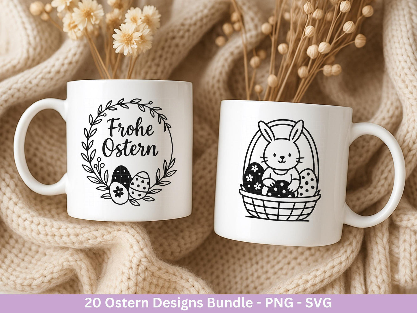 Ostern Plotterdatei Bundle – Süße Hasen Frohe Ostern Sprüche | Deutsche Oster SVG Designs | Ostergrüße Frühling Cricut Laserdatei Geschenk