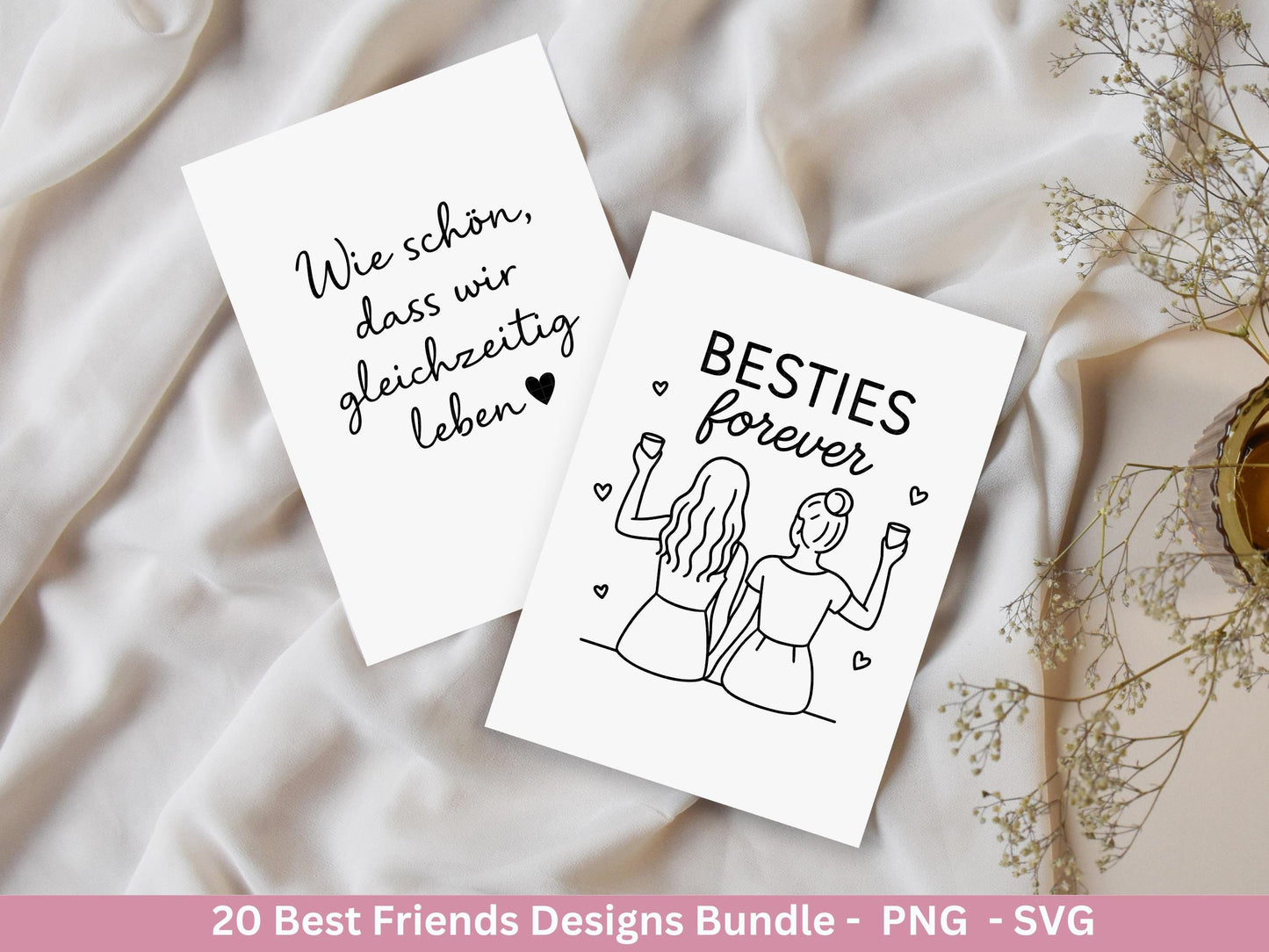 Beste Freundin Plotterdatei Bundle – Freundschaft Sprüche & Mädels Motive | Deutsche Freundschaft SVG | Schwester Geschenk Cricut Laserdatei