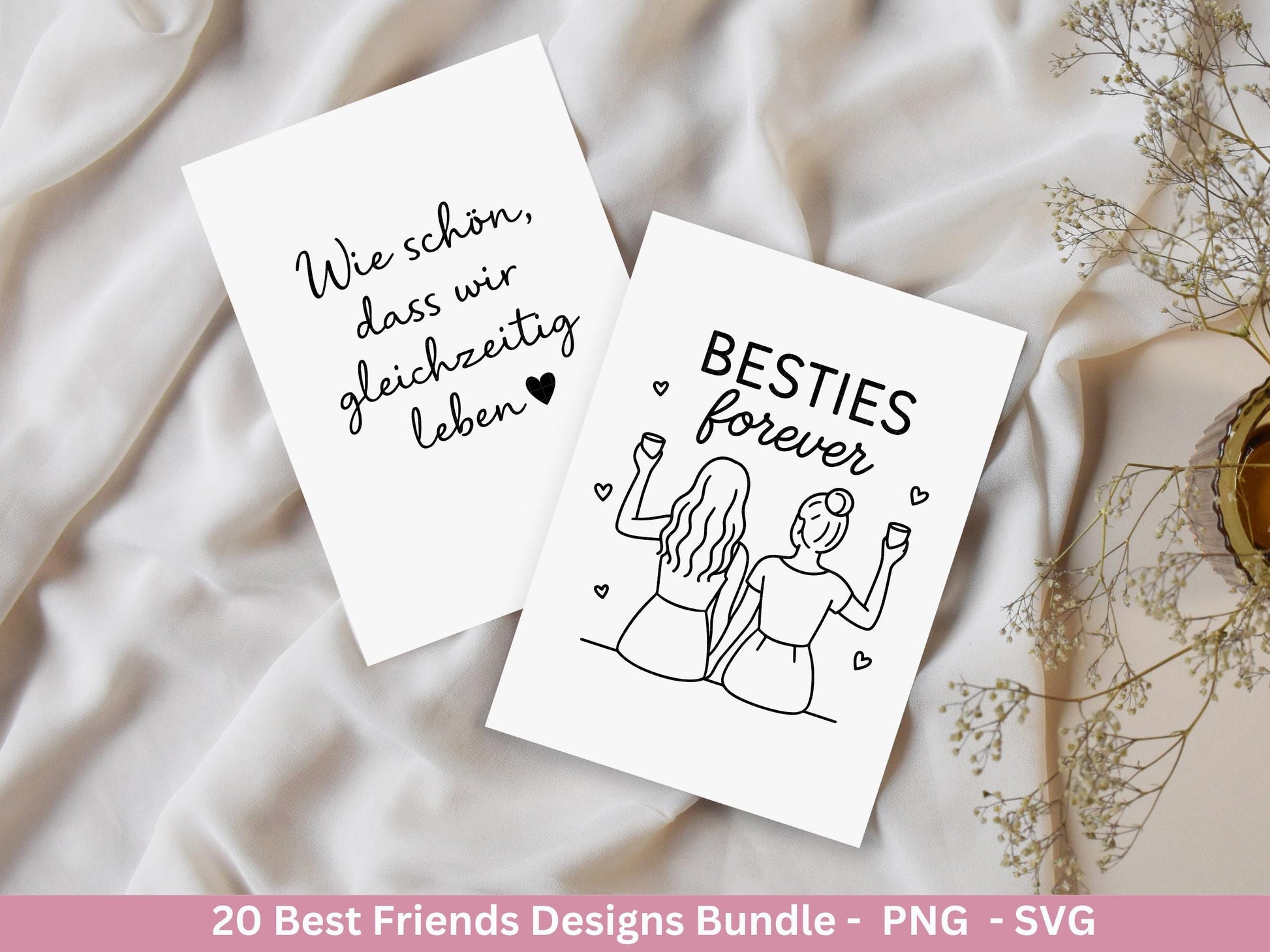Beste Freundin Plotterdatei Bundle – Freundschaft Sprüche & Mädels Motive | Deutsche Freundschaft SVG | Schwester Geschenk Cricut Laserdatei