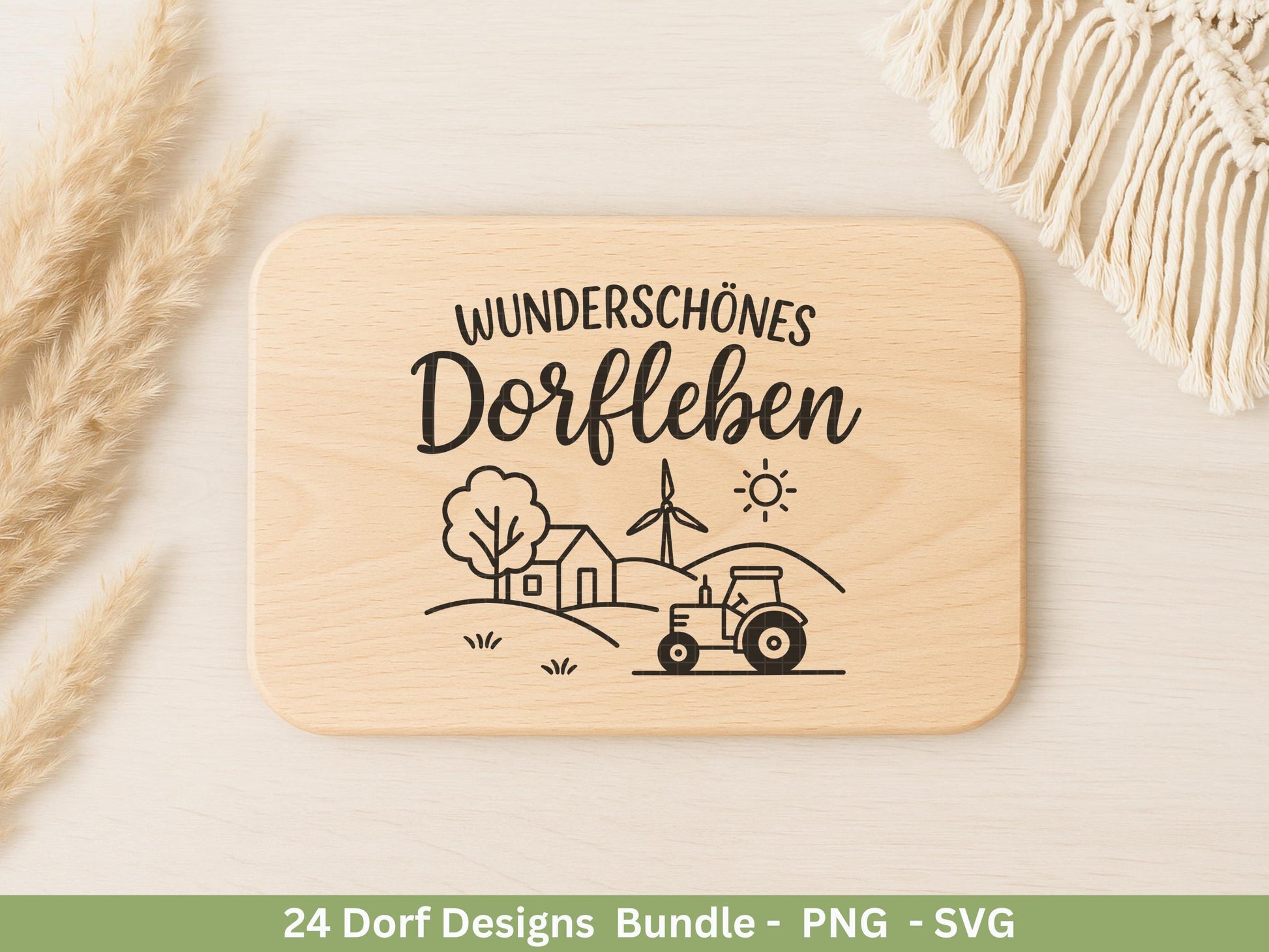 Dorfleben Plotterdatei Bundle – Dorfkind Sprüche & Bauernhof Motive | Landliebe SVG Designs | Traktor Tierliebe Cricut Silhouette Laserdatei