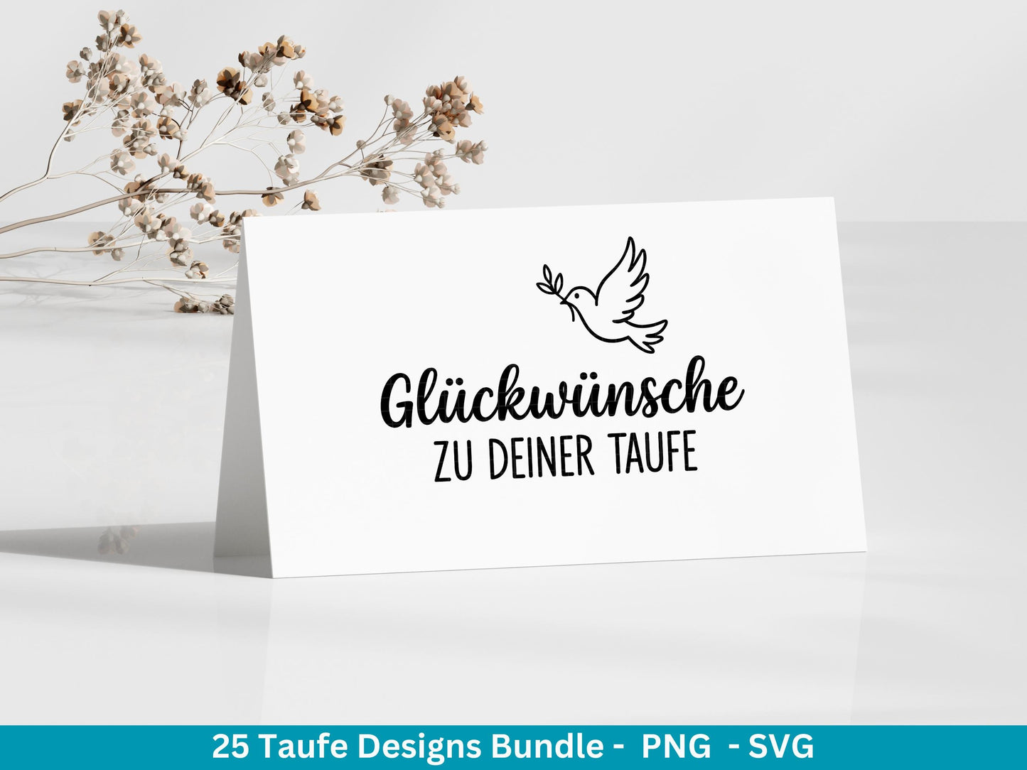 Taufe Plotterdatei Bundle – Einladung Taufe & Segenswünsche | Christliche SVG Designs | Taufkind Symbole Kreuz Kommunion Cricut Laserdatei