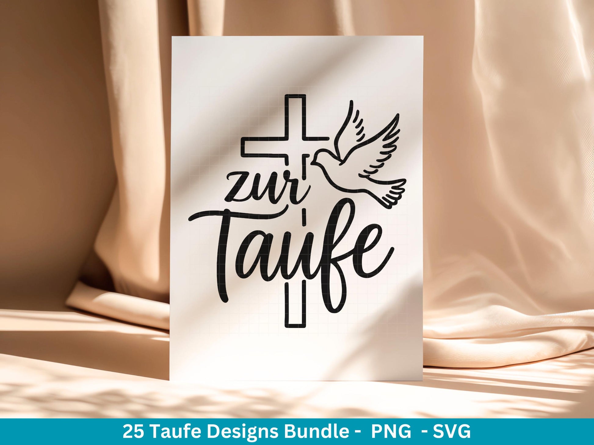 Taufe Plotterdatei Bundle – Einladung Taufe & Segenswünsche | Christliche SVG Designs | Taufkind Symbole Kreuz Kommunion Cricut Laserdatei