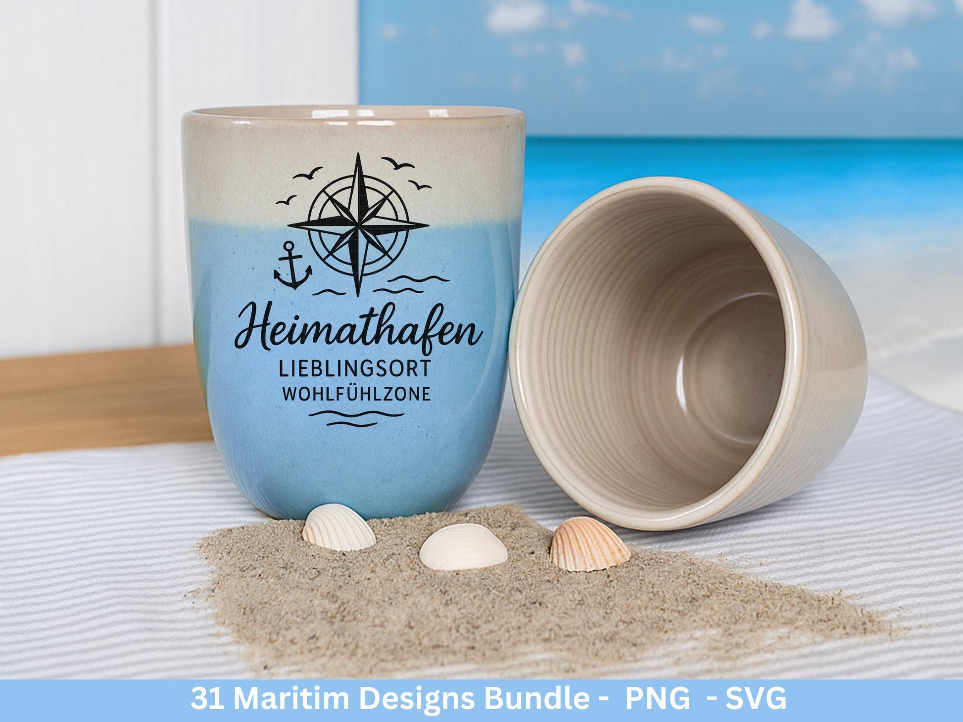 Maritim Plotterdatei Bundle – Küstenkind Sprüche & Meerliebe Designs | Nordsee Ostsee SVG | Möwen Anker Ahoi Strandliebe Cricut Laserdatei