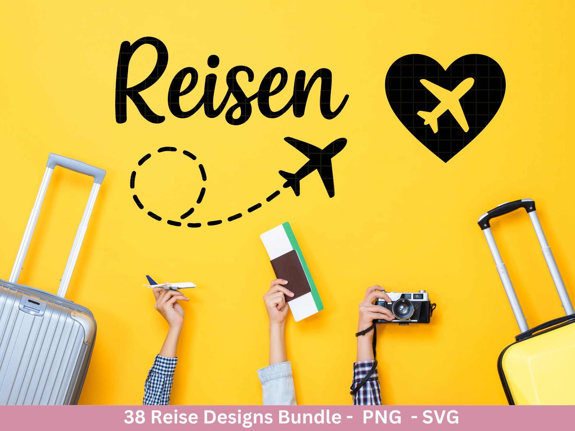 Reise Plotterdatei Bundle – Urlaub Sprüche & Abenteuer Motive | Travel SVG Designs | Sommer Meerweh Koffer Cricut Silhouette Laserdatei