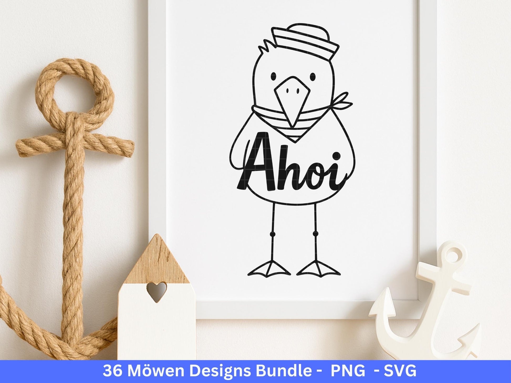 Möwen Plotterdatei Bundle – Maritime Seemanns Möwe Designs | Moin Nordsee Ostsee SVG | Küstenkind Anker Sommer Meer Cricut Laserdatei